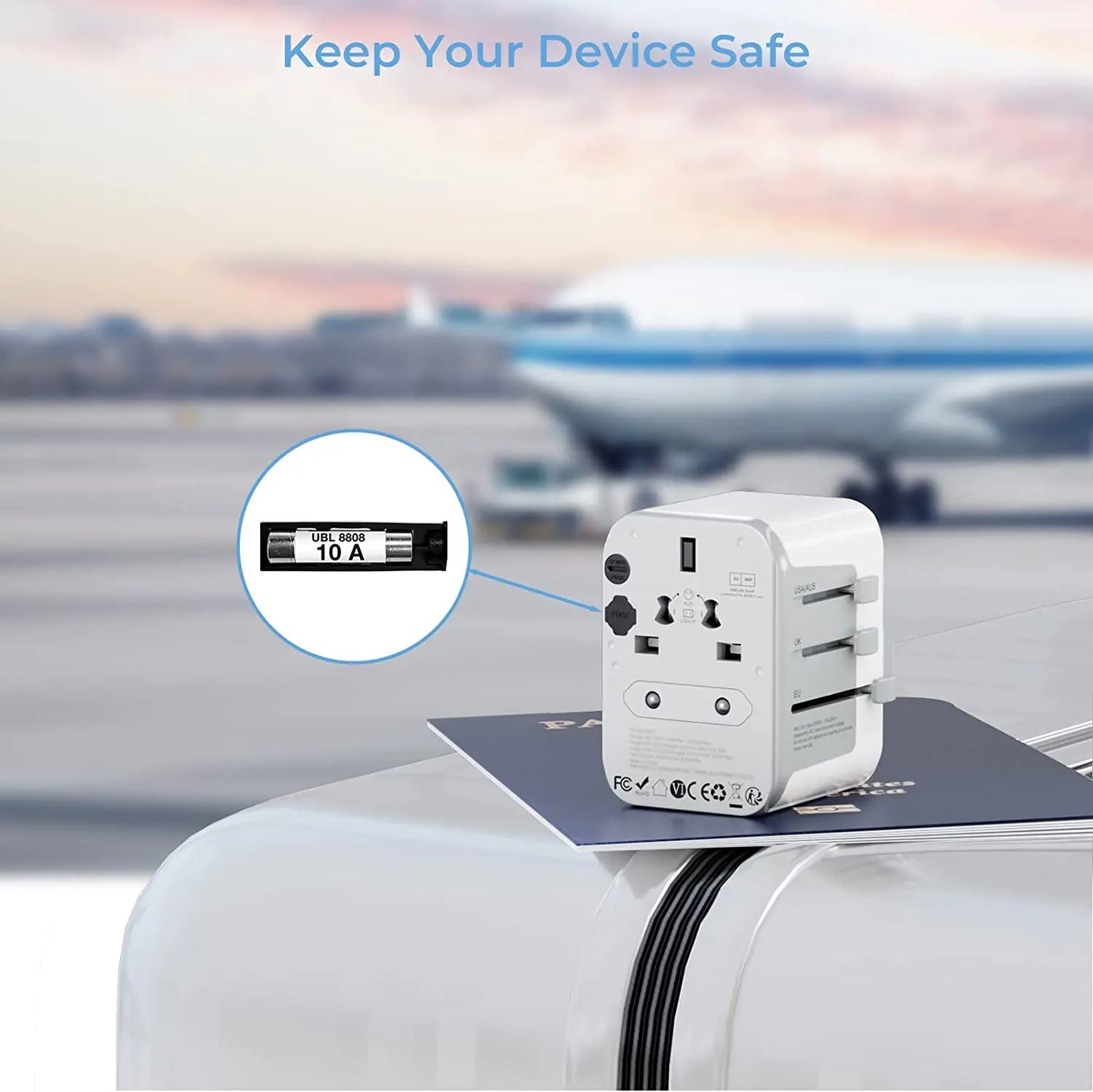 TESSAN Universal Travel Adapter Worldwide with USB & Type C, International Plug All-in-one Wall Charger for US EU UK AUS Travel