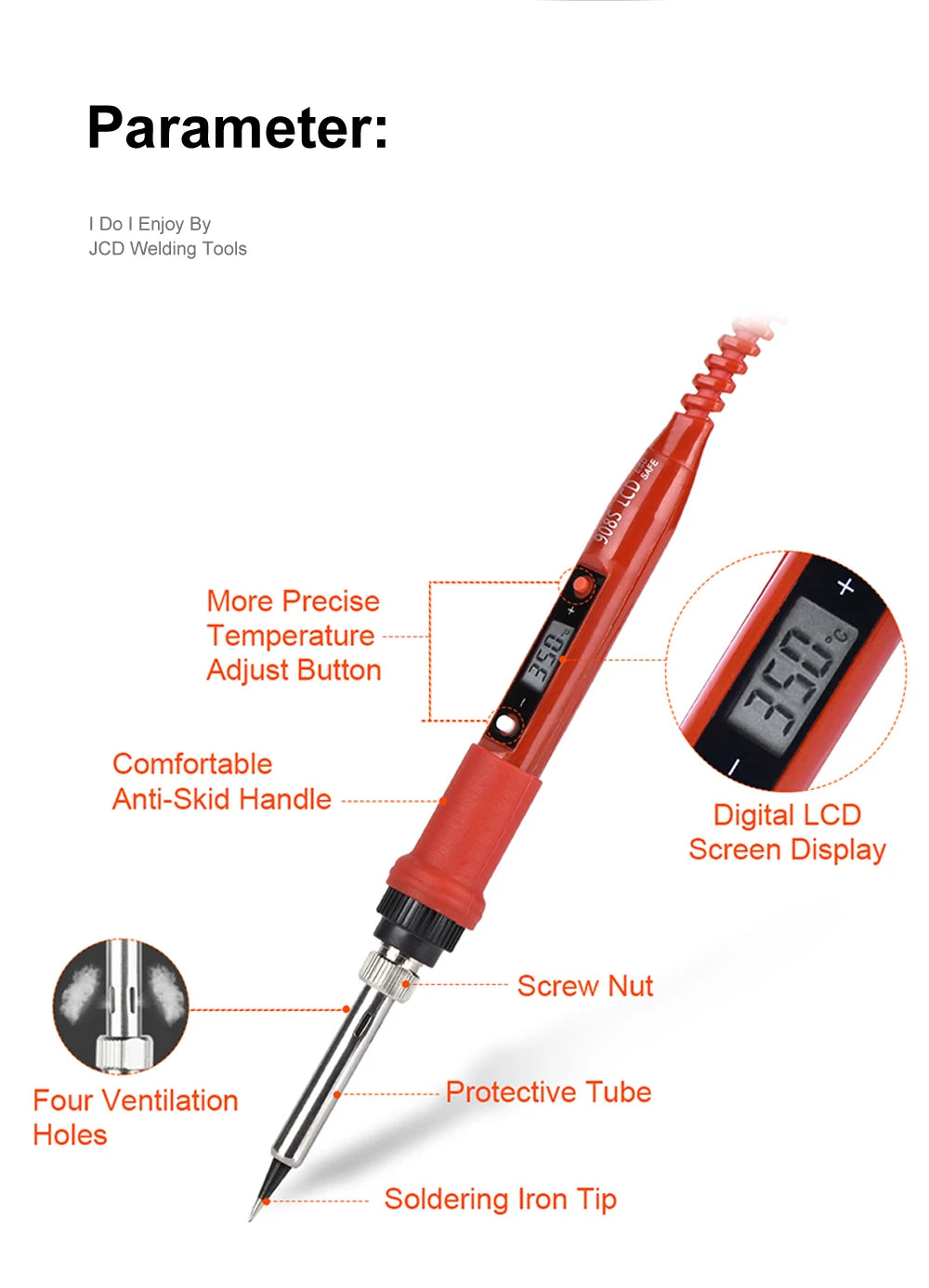 JCD Electric Soldering Iron 80W LCD Digital Display Adjustable Temperature Soldering Iron Tips 220V/110V Welding Solder Tools