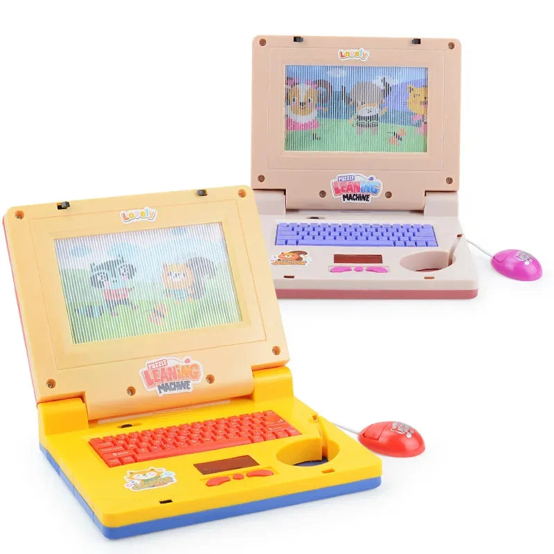 Toddler Puzzle Learning Machine Cartoon Fake Laptop with Light Music Mouse Simulation Computer Enlightening Toys Birthday Gifts