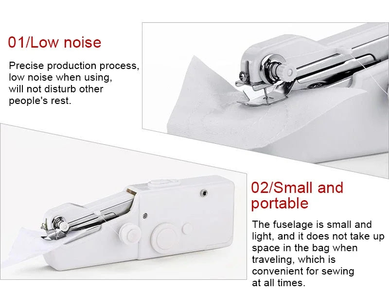 Portable Sewing Machine Manual Handheld Rope-free Electric Quick Build DIY Apparel Supplies Arts Crafts Home Garden Mini