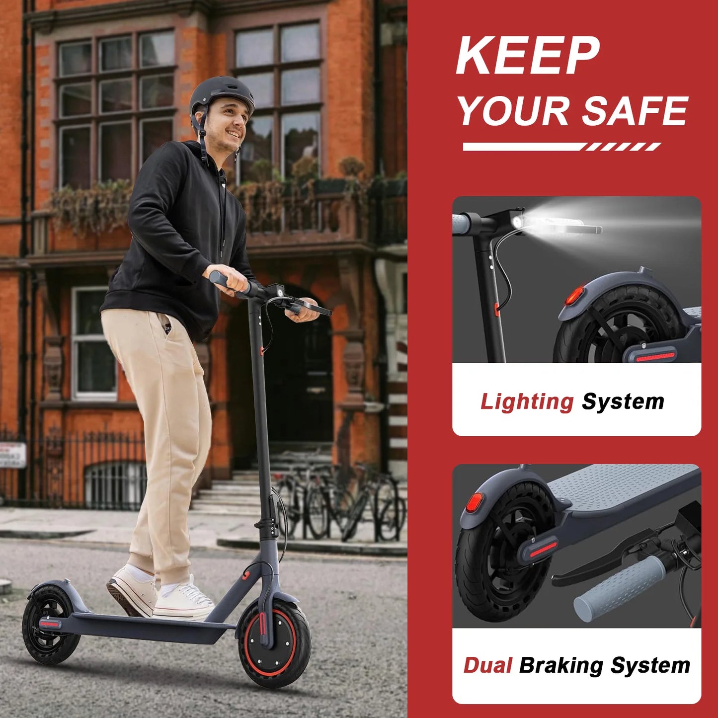 AOVOPRO Adult Electric Scooter 36V 7.8AH Battery 350W Powerful Motor Maximum Speed: 19 mph miles App Control Supported 8.5-inch