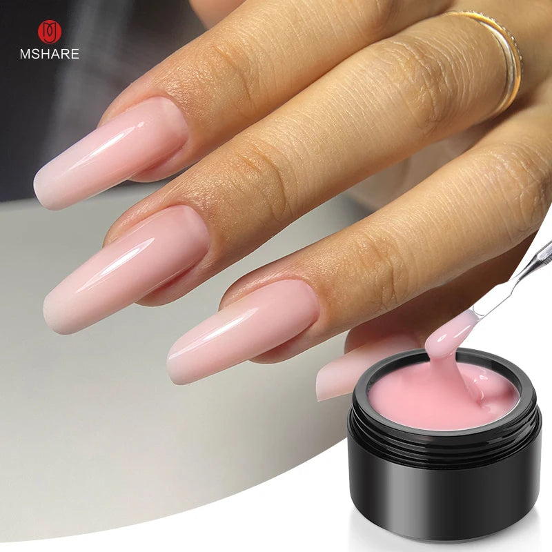 MSHARE 50ml Baby Pink Builder Nails Gel Hema Tpo Free Gel Nail Construction Self Leveling Gel for Nail Extension UV Led