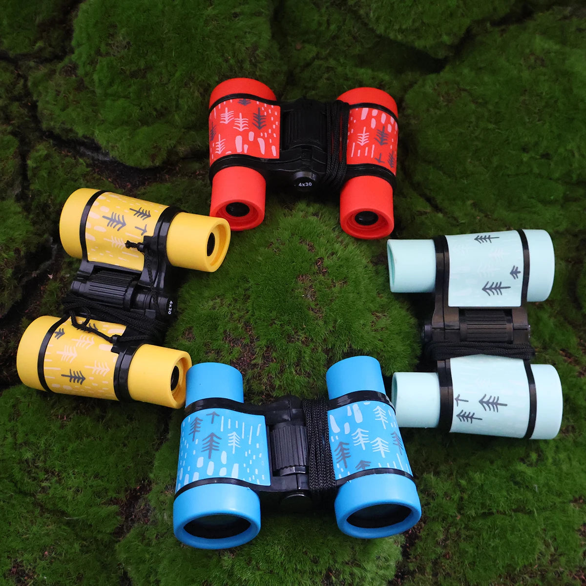 4x30 Binoculars Plastic Children Colorful Lightweight for Kids Contemporary Styling Compact Eyepiece Optical
