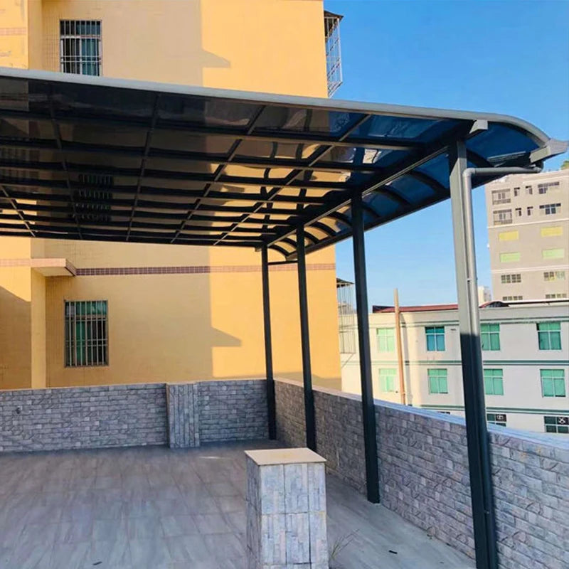 Waterproof Aluminum Outdoor Pergola with Curved Polycarbonate Top Easy Assembly Custom Size for Garden Backyard