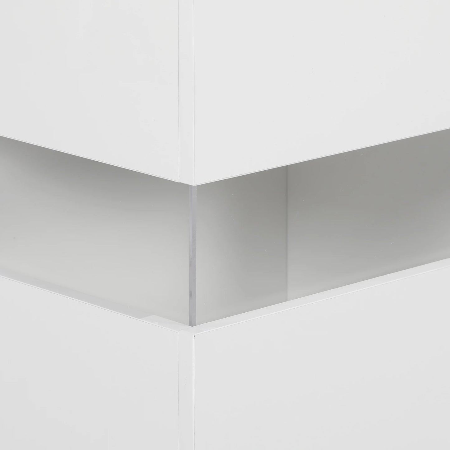 HOMCOM LED Sideboard, High Gloss Storage Cabinet with 4 Drawers, White