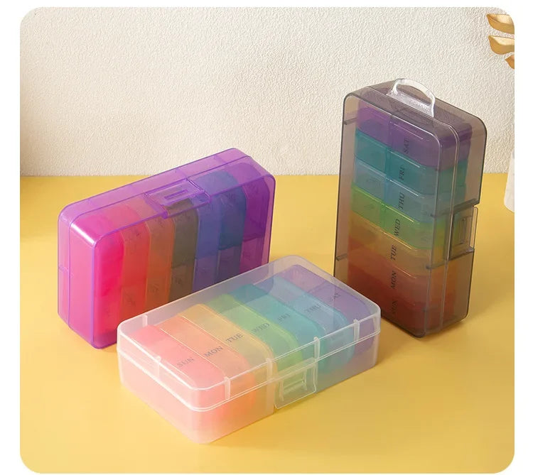 1PC Weekly Pill Case Pillbox 7 Days Medicine Tablet Box Portable Travel Drugs Storage Organizer Secret Compartments Pill Box