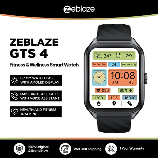 Zeblaze GTS 4 Smart Watch 1.94" HD AMOLED Display Voice Calling 100+ Sports Modes Heart Rate SpO2 Fitness Tracking Smartwatch