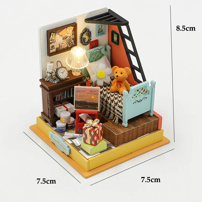 3D Puzzles Wooden Coffee Shop Mini Dollhouse Kit DIY Handmade Assembly Building Dollhouses Toys For Kids Birthday Gifts