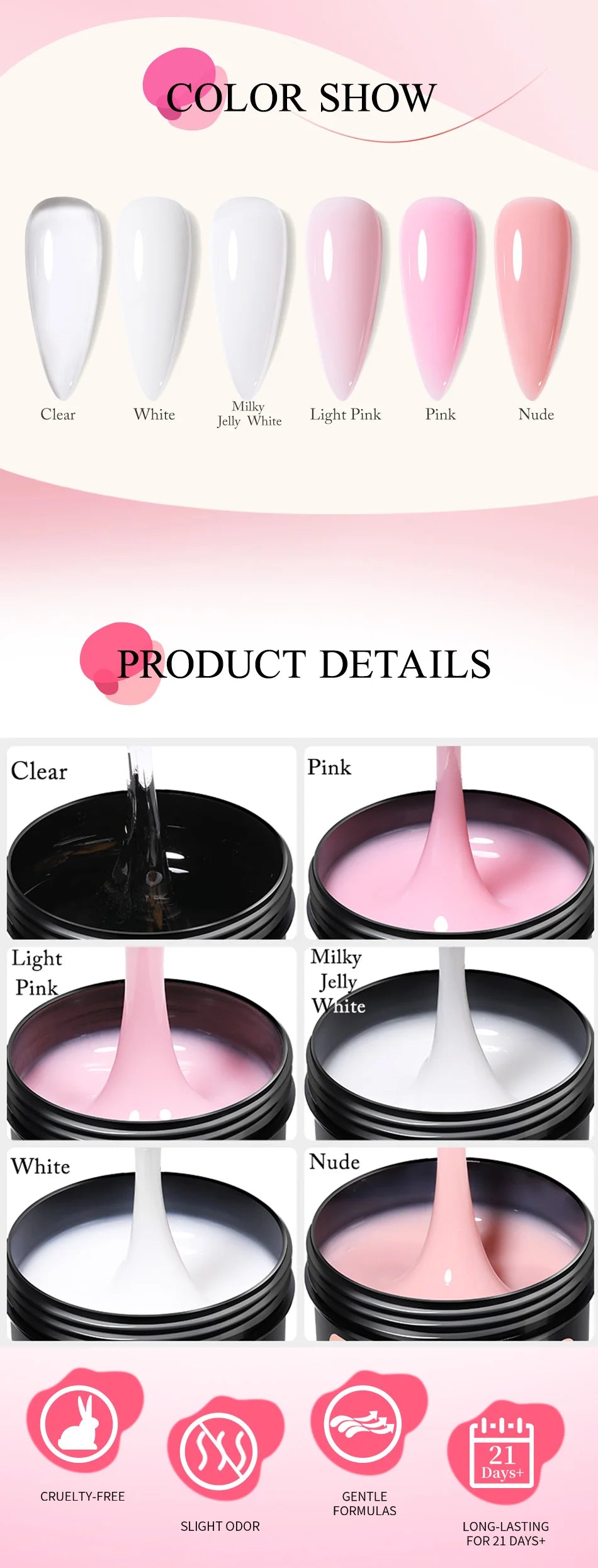 UR SUGAR 150g Extension Jelly Nude Pink Rose Red Quick Extension Gel Nail Polish Nail Extension UV LED Manicure Soak Off