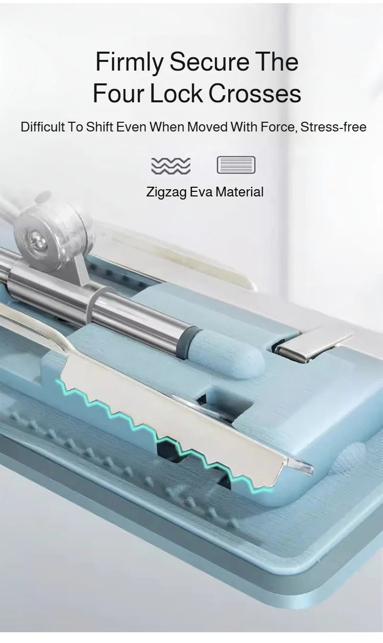 Lazymen Steel Clamp Flat Mop No Hand Wash Needed Floor Cleaning Tool Home Use Stainless Steel Pole Fine Fiber Cloth Dust Pusher