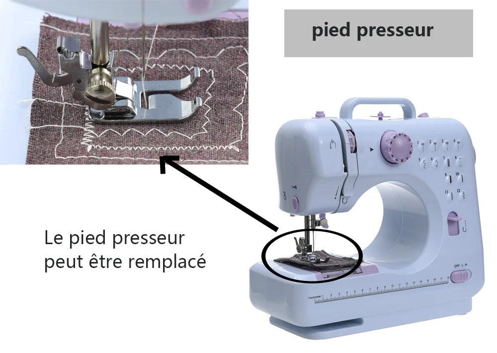 Inne Portable Sewing Machine Mini Electric Household Crafting Mending Overlock 12 Stitches with Presser Foot Pedal Beginners