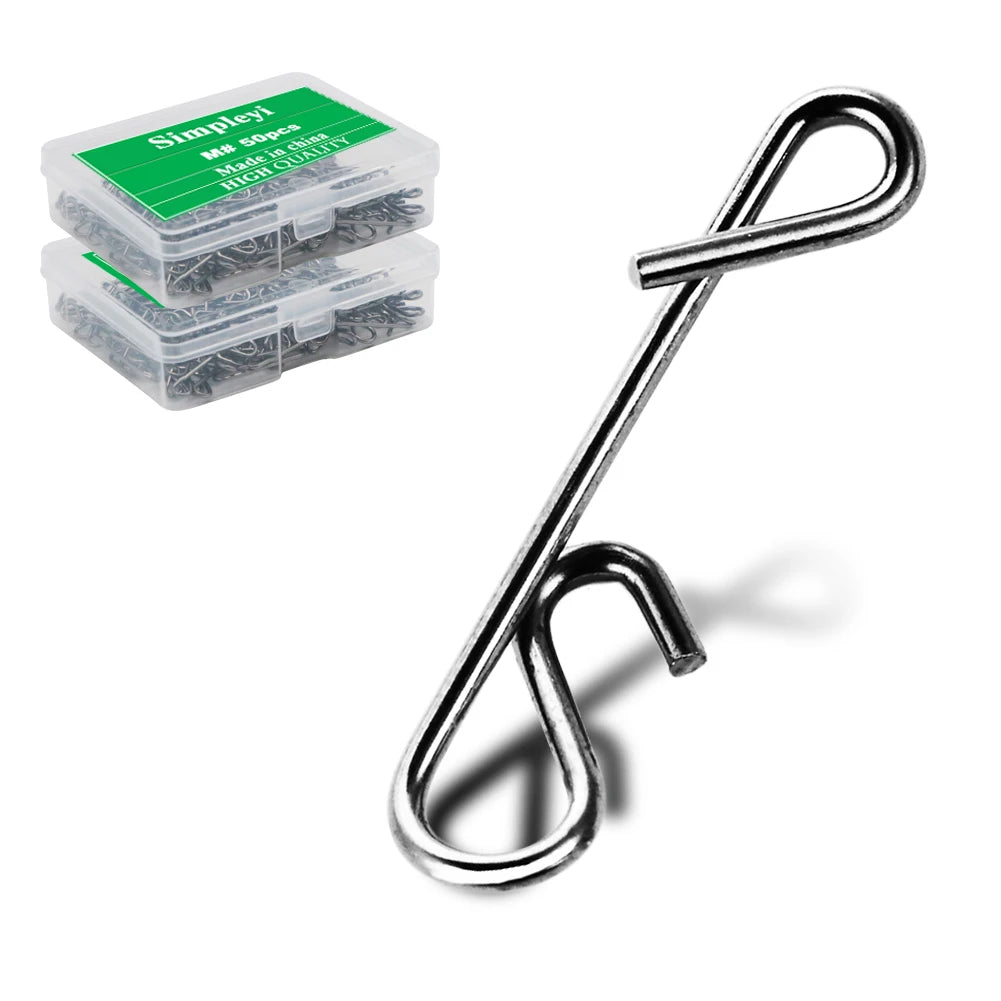 50pcs 1Box Fishing Line Wire Braid Knotless Connector Fishing Lure Hook Barrel Solid Ring Swivel Carp Accessory Fish Tackle Tool