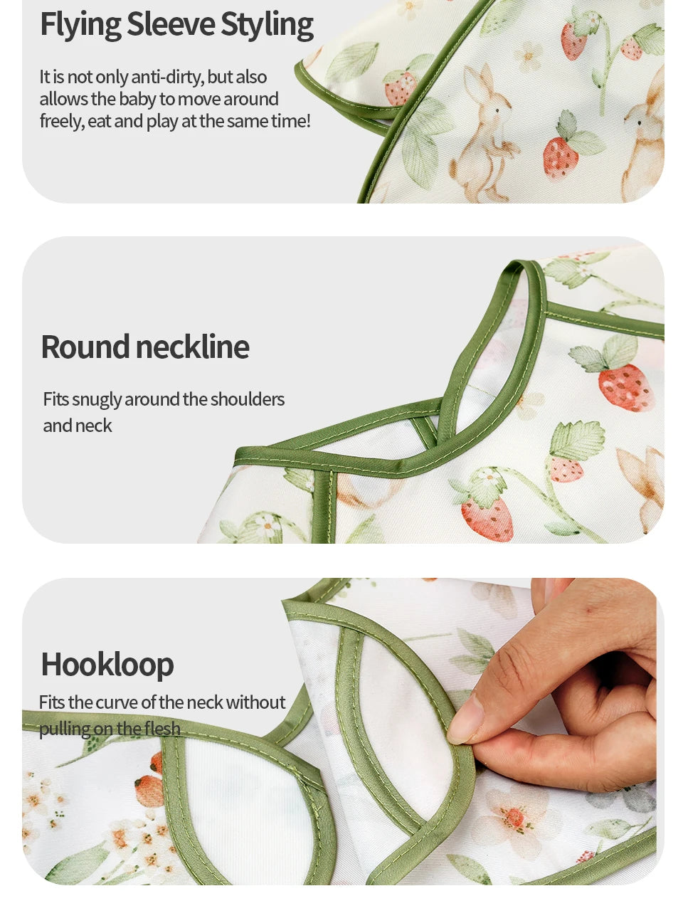 Kangobaby #My Soft Life# New Waterproof Baby Sleeveless Feeding Bib Fashion Full Body Cover