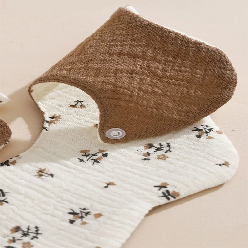 5-piece baby feeding bibs, made of pure cotton gauze, with cute patterns, soft and skin-friendly, double-sided use as drool rags
