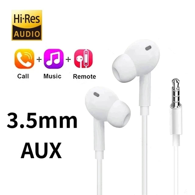Type C 3.5mm Wired Earphones For in-ear Redmi Note Xiaomi 17 15 14 13 12 11 Pro Headphones Headset Samsung Huawei Phone Tablet