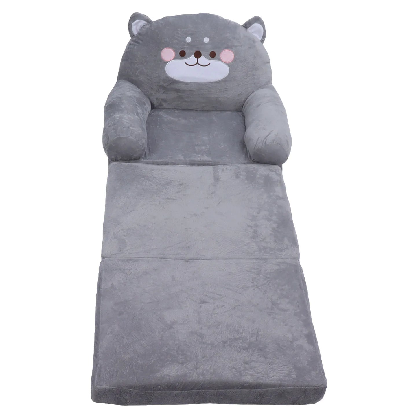 Gray Kids Sofa Easy To Clean Soft Breathable Toddler Chair Stable Backrest Cartoon Gray Dog  Wide Handle for Relaxing