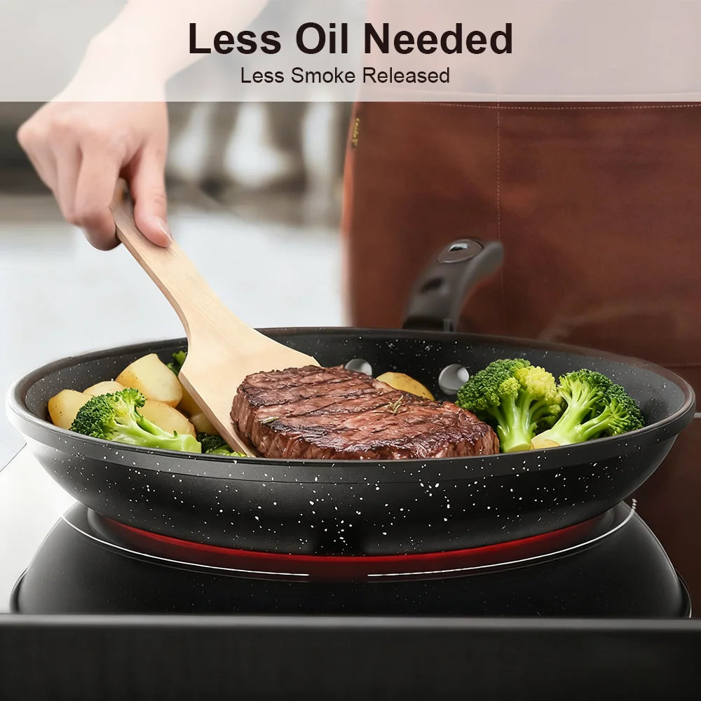 Non-stick frying pan Omelet pan Cooker Pans Pancake Egg Pan Induction Gas Stove Home Frying Pan With 15cm wooden spatula