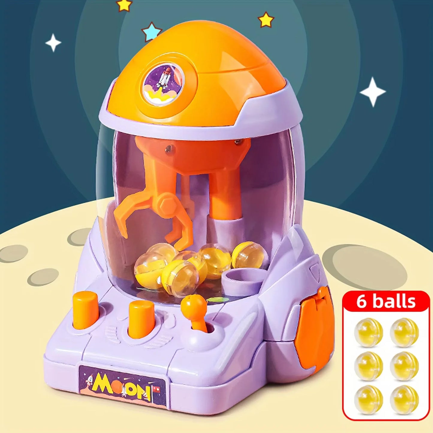 Mini Space Rocket Claw Machine Ball Grabber Toy for Boys Girls Educational Game