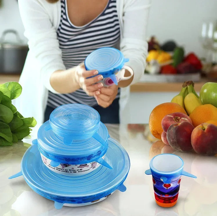Silicone Stretch Lid Kitchen Accessories Can Be Reused Food Cover Plastic Wrap Cover Fresh-keeping Sealed Bowl Storage Home