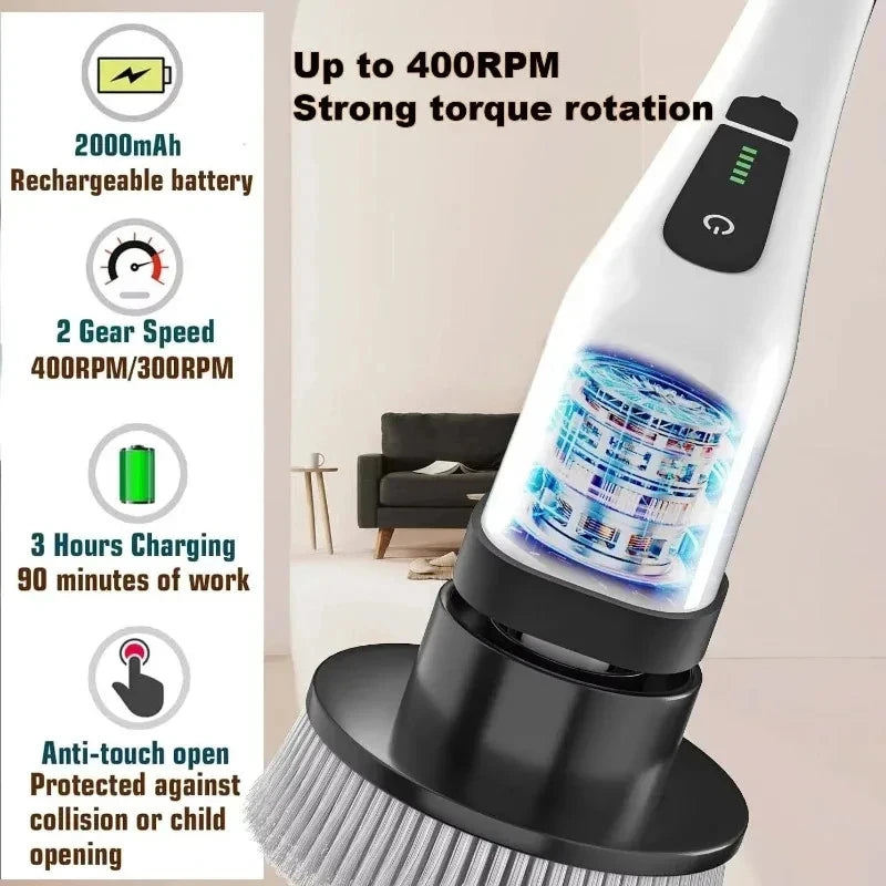 Cordless Electric Spin Scrubber Multipurpose Power Cleaning Brush For Bathroom Kitchen Tile Grout Floor Stain Removal
