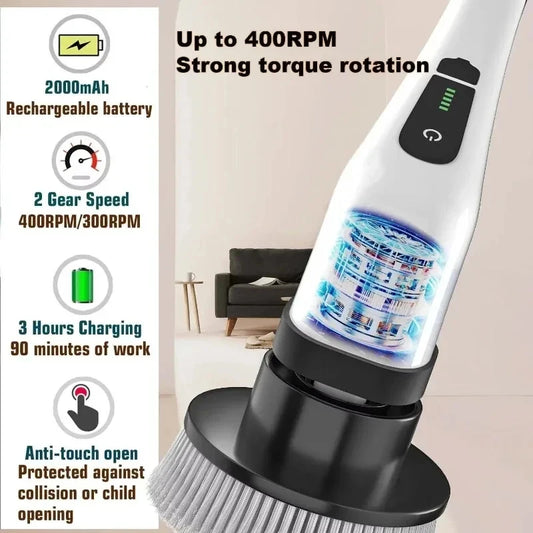 Cordless Electric Spin Scrubber Multipurpose Power Cleaning Brush For Bathroom Kitchen Tile Grout Floor Stain Removal