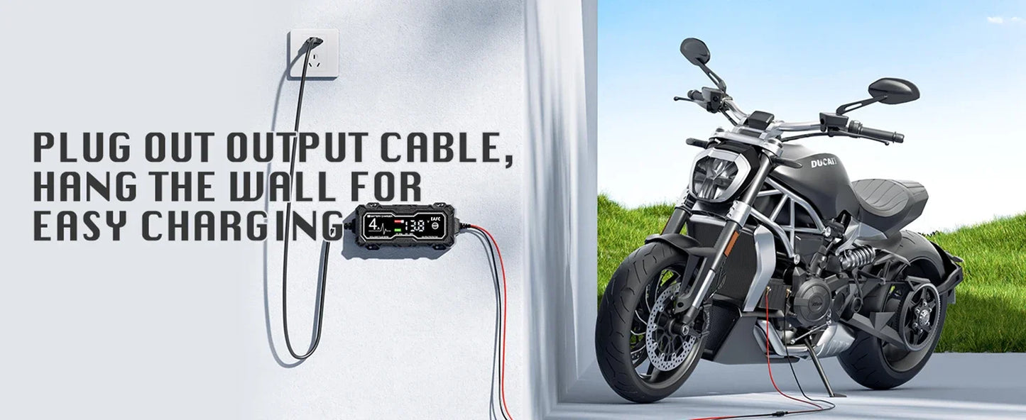 12V 4A Smart Car Battery Charger for Car Automatic Float Charger Motorcycle Lawn Mower Tractor Lead-acid AGM GEL Toy Battery