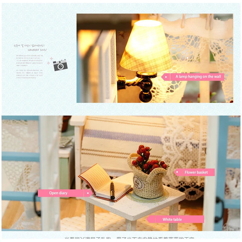 DIY Miniature Dollhouse Kit Assemble Puzzle 3D Wooden House Room Craft With Furniture LED Lights For Friends Birthday Gift Toys