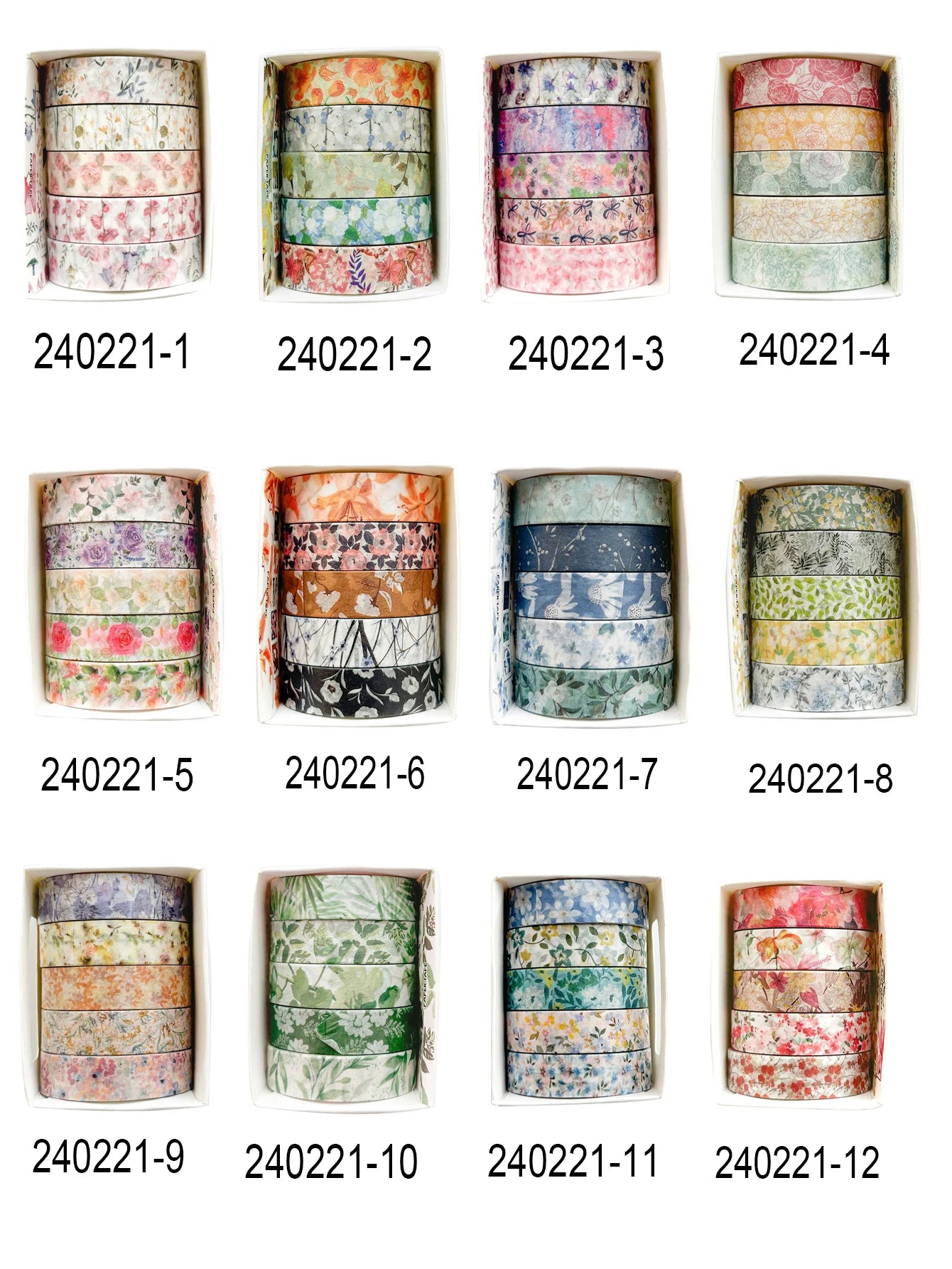 5 rolls of boxed romantic flower handbook tape, cute DIY fresh decorative washi tape for students, a must-have gift for students