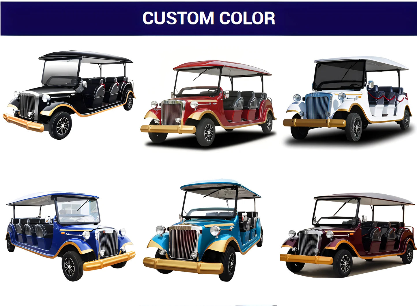 Classic Luxury Retro Electric Car for Adults 4 Wheels Low Speed Special Transportation Vehicle Long Endurance Lithium Battery