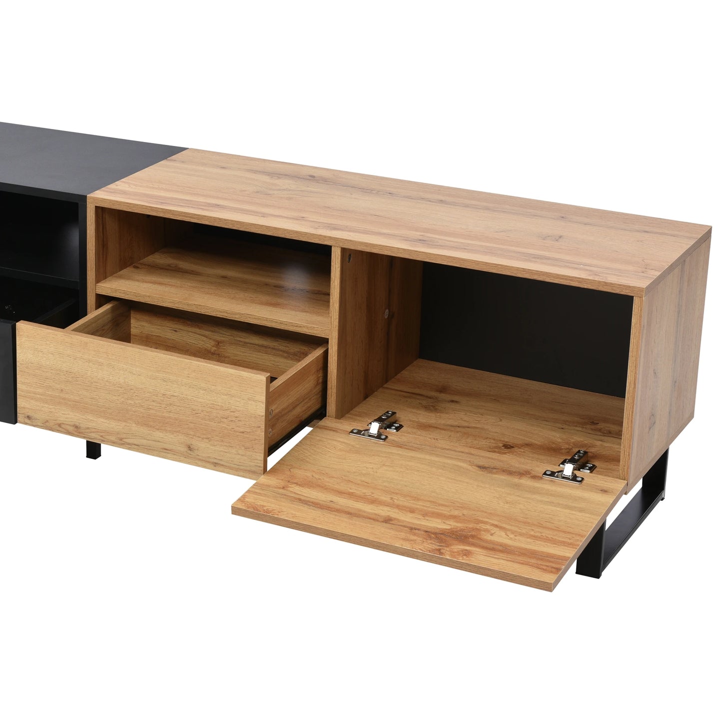 PINGGO Modern Minimalist TV Cabinet Large Capacity Storage Cabinet With Doors And Drawers Wood Grain Design TV Media Console
