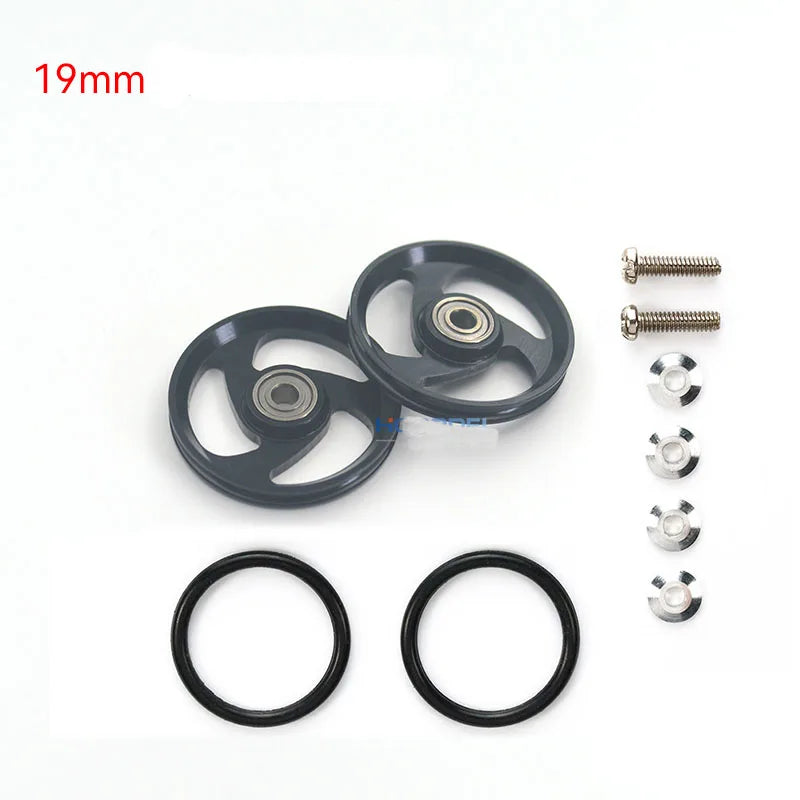 2pcs 15418 13-12mm Aluminum Alloy Guide Rollers 15461/15426 2023Jcup 95160 19mm Roller With Rubber Ring Tamiya Mini 4WD Homemade