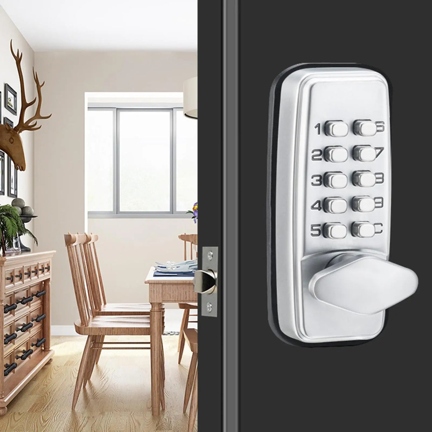 Mechanical Door Lock Latch Door Lock Password with Keypad Push Button Digital Access Lock Office Garage