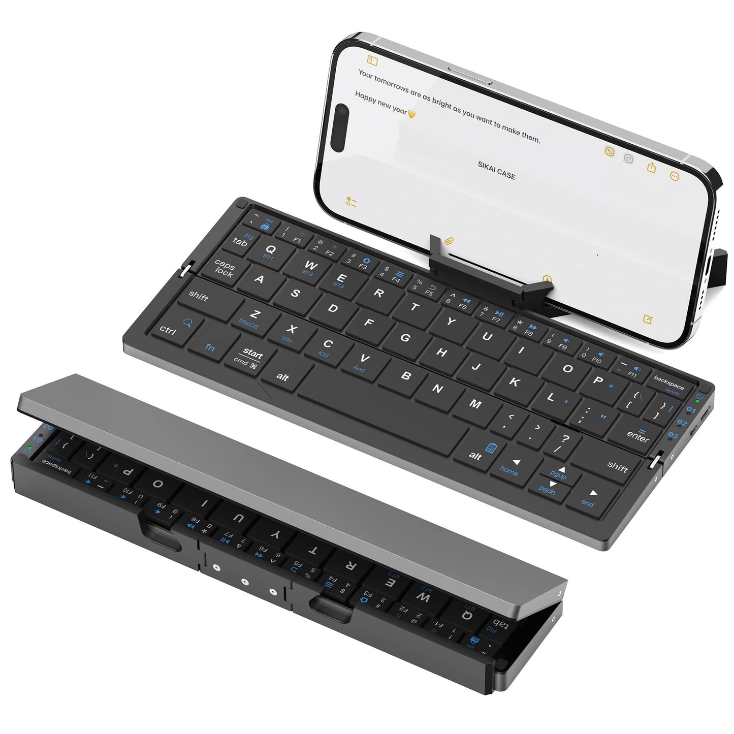 Foldable Bluetooth Keyboard with Magnetic Stand Portable Wireless Keyboard for iPad iPhone Samsung Tablet Rechargeable
