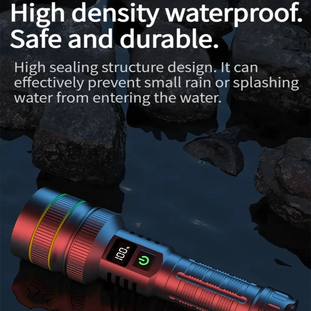 hit product long-range kilometer ultra bright flashlight, outdoor waterproof high-power strong light flashlight, rechargeable