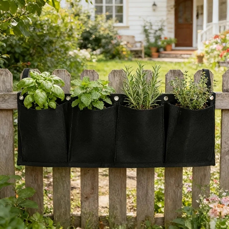 Black Felt Plant Grow Bag, Wall-Mounted Flower Growing Bag for 8 Scenarios, Non-Woven Fabric Wall Greening Felt Planting Bag