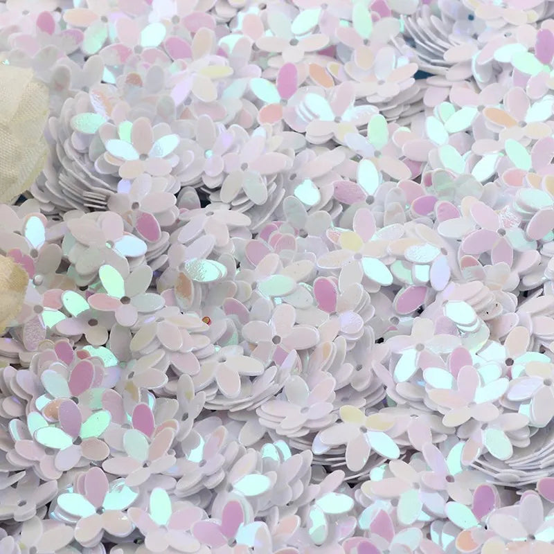 Sequin Matte White Color 10mm Cup Five Finger Flower Sequins Paillettes Sewing Wedding Craft Women Garments Accessories 10g/lot