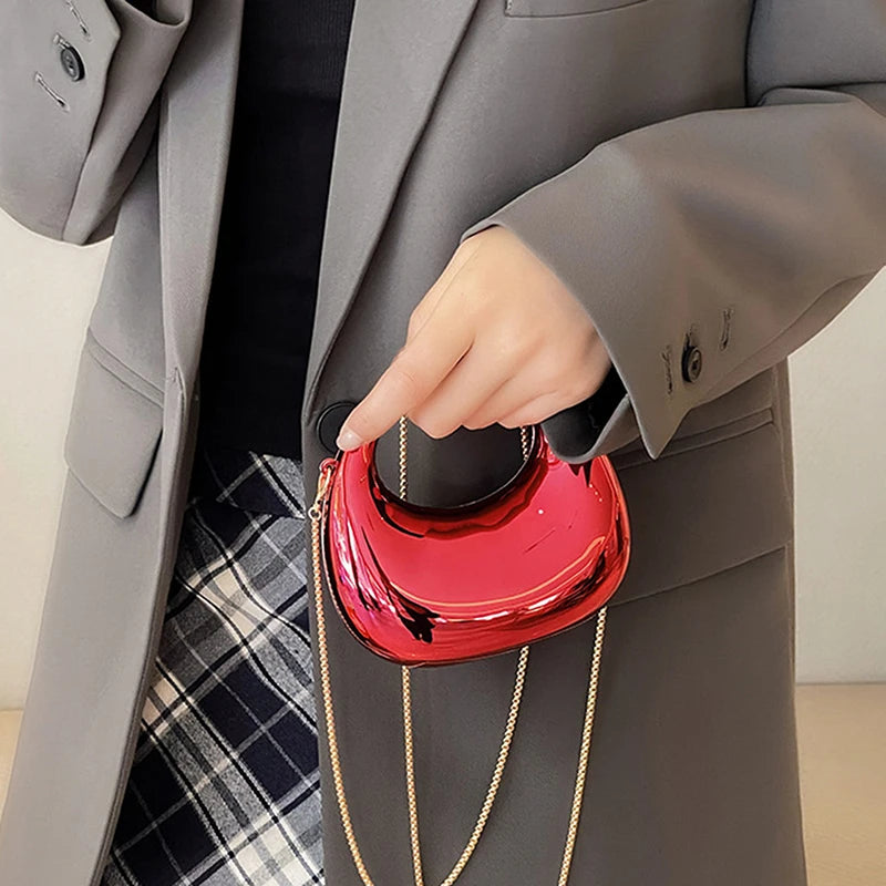 Z. Women's Chain Crossbody Bag Small Purse Acrylic Metallic Luster Half Moon Party Banquet Women's Bag Luxury Handbag