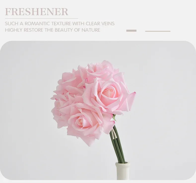 5 Head Curled Rose Bouquet with Artificial Moisture Sensation High-end Silk Flower Home Decoration Wedding Decoration