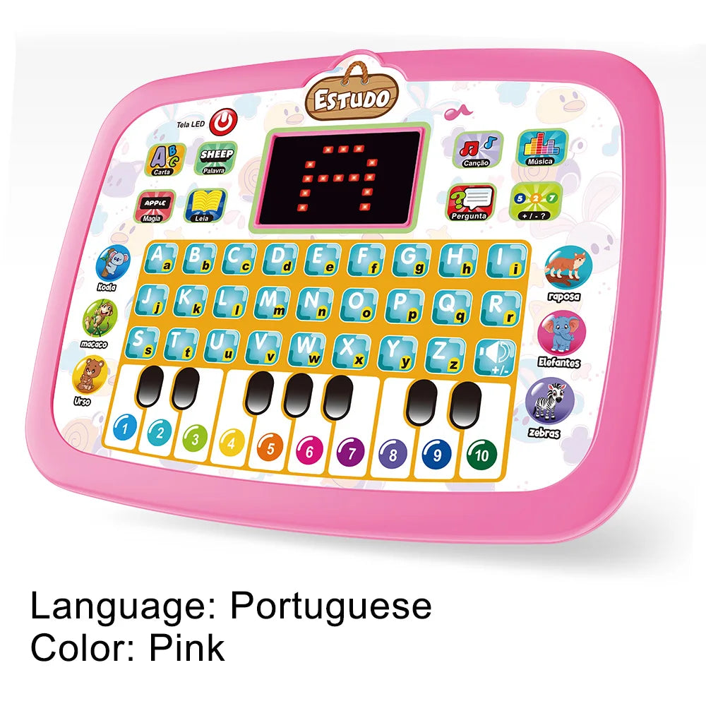 English/Spanish/Russian/Portuguese Interactive Learning Tablet for Kids 3-5, Educational Toys Learn Alphabet, Number, Music & Wo
