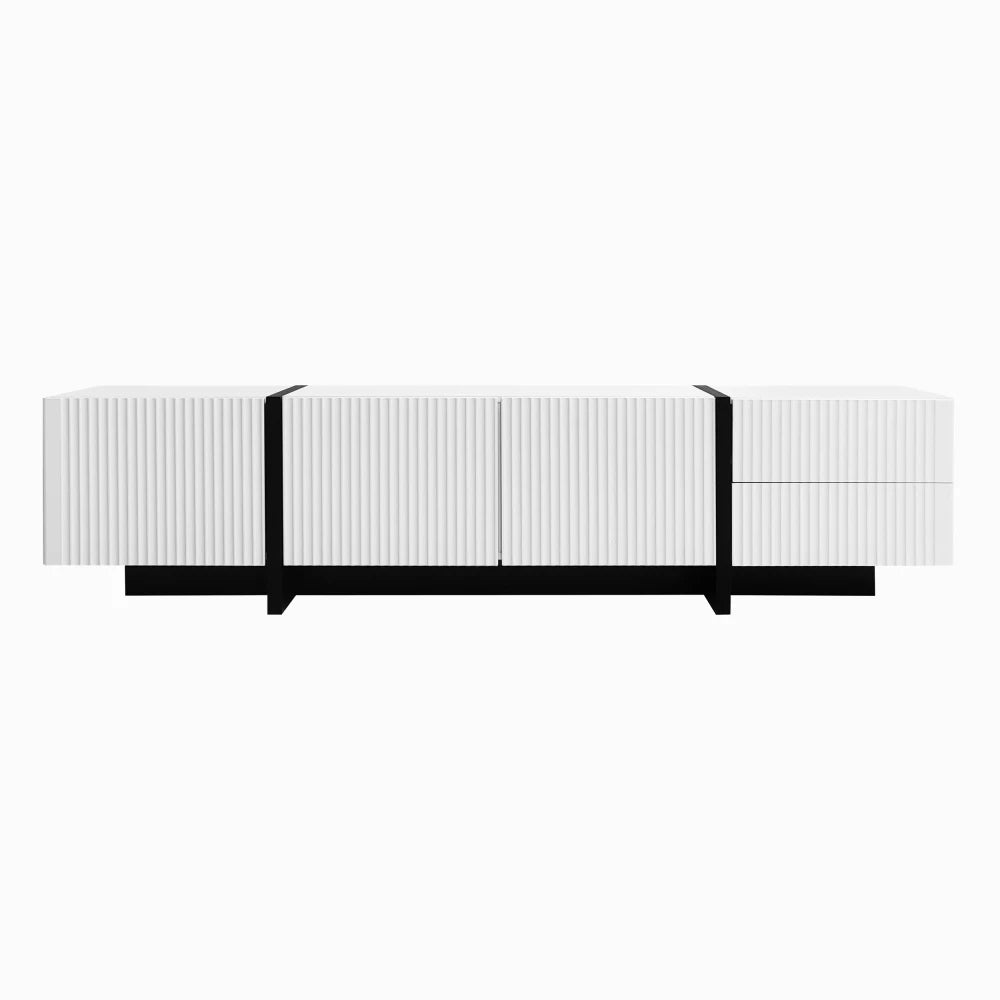 PINGGO Modern Large TV Cabinet 190cm Length Media Console with 3 Doors 2 Drawers, Storage TV Stand Entertainment Center