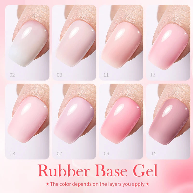 BORN PRETTY 15ml Jelly Nude Rubber Base Gel Natural Milky White Clear Semi permanent Self-Leveling Soak Off UV LED Gel Varnish