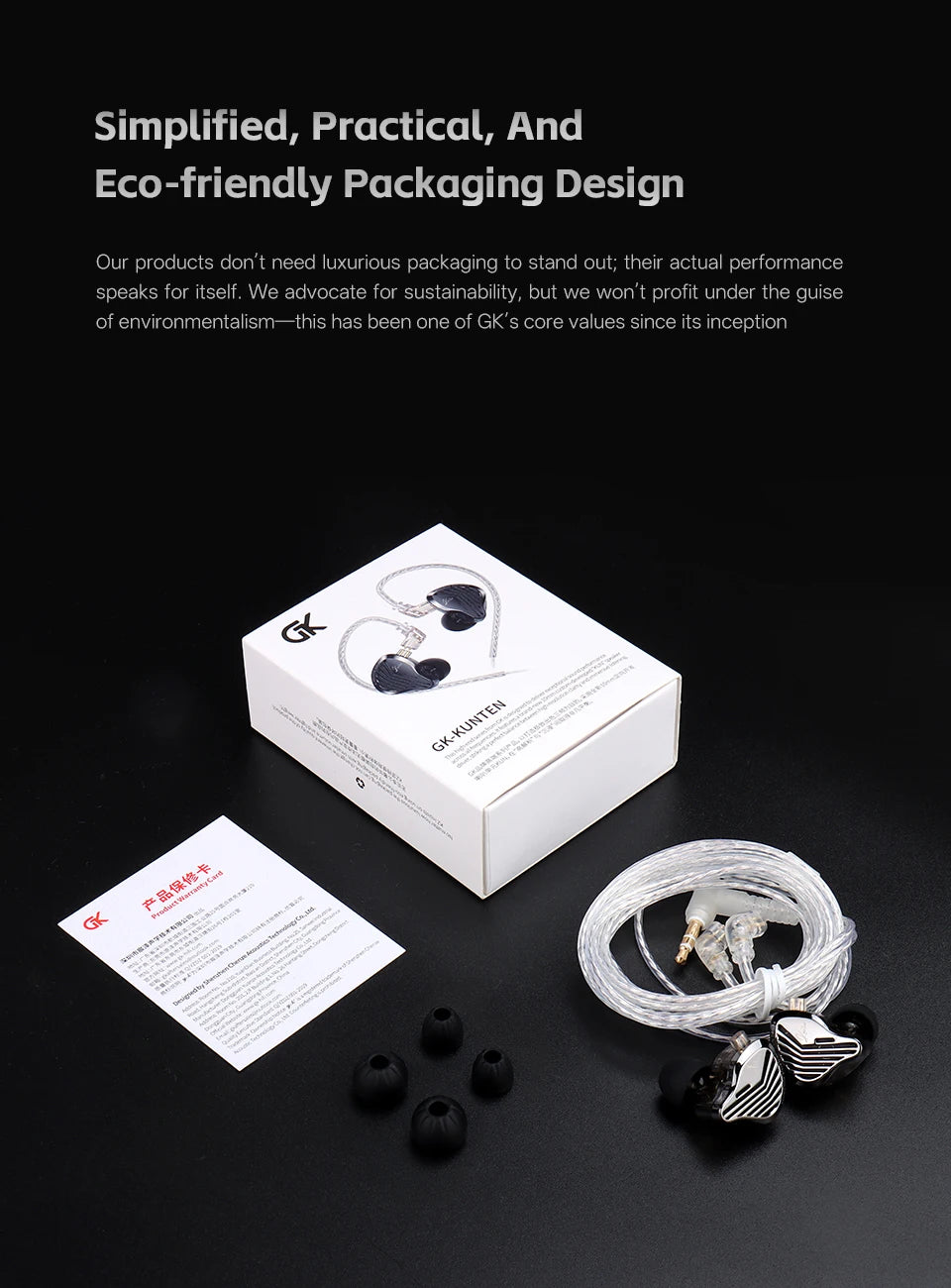GK KUNTEN Dynamic Drive Heavy Bass Earbuds HIFI Sports Metal Headphones Detachable 2PIN Compatible with KZ Zenith EDX PRO