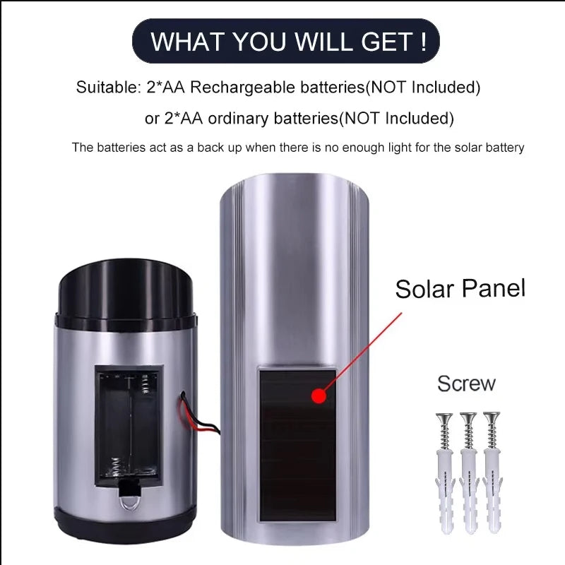 1PC Solar Powered Dummy Fake Security Camera Bullet Security Simulated Surveillance System,No Wiring Required, Red LED Lights