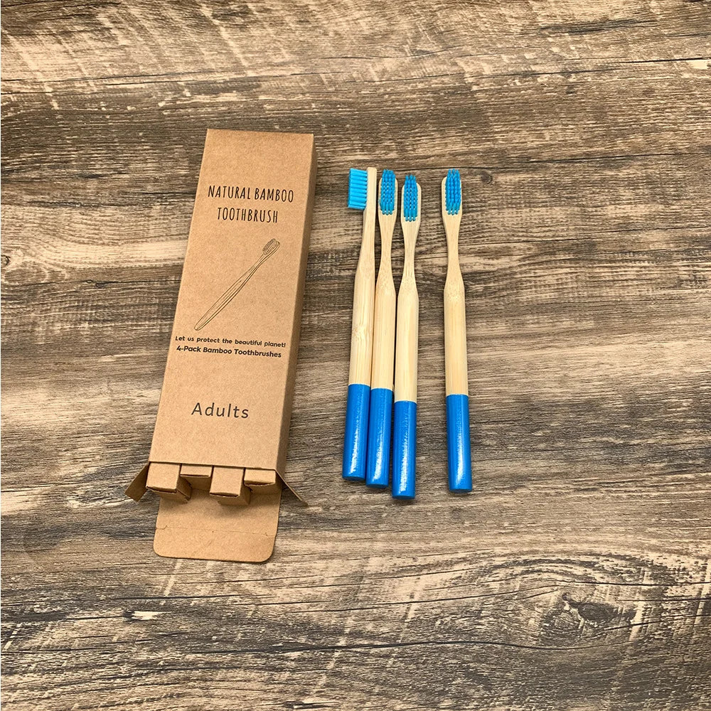Bamboo Toothbrush,10Pcs Biodegradable Toothbrush with Medium Hard Bristles,Rounded and Comfortable Handle Toothbrush