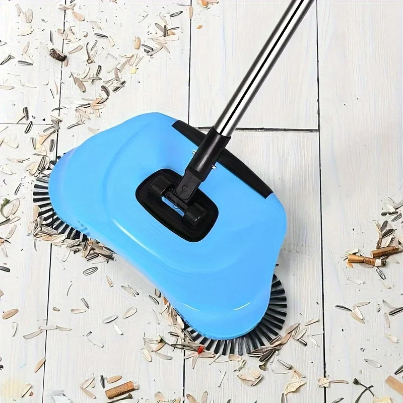 Floor Sweeper with Rotating Long Handle Push-Type Vacuum Cleaner Mop Set for Hardwood Tiles Kitchen Bedroom Office Home Cleaning