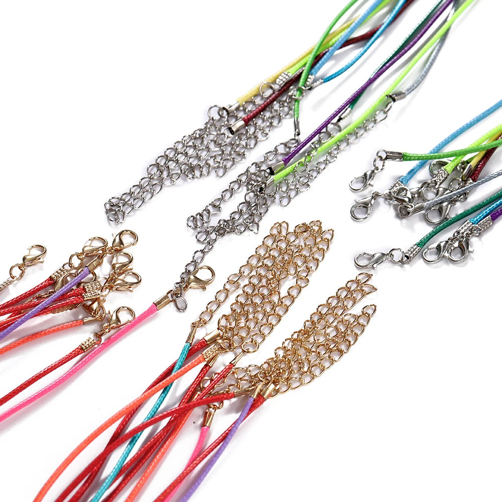 10Pcs/lot Dia 1.5/2mm Leather Cord Necklace With Clasp Adjustable Braided Rope for Jewelry Making DIY Necklace Bracelet Supplies