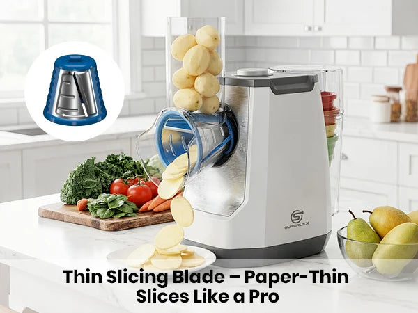 SUPERLEX 5 in 1 Electric Grater 150W Motor Easily Puts In Large Food For egetable Cutter & Slicer Kitchen Cheese Chopper Machine