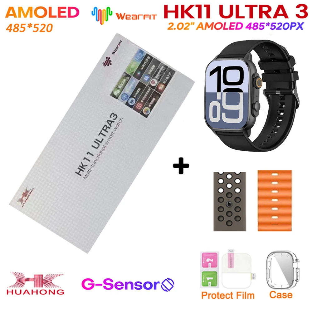 Upgrade Hk11 Ultra 3 Gen2 SmartWatch 4GB ROM AI ROBOT AMOLED Network 49mm G-Sensor ChatGPT NFC Compass GPS 3D Menu Music Watch