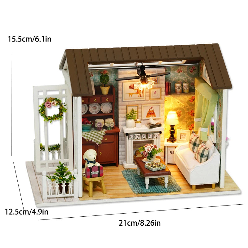 DIY Miniature Dollhouse Kit Assemble Puzzle 3D Wooden House Room Craft With Furniture LED Lights For Friends Birthday Gift Toys