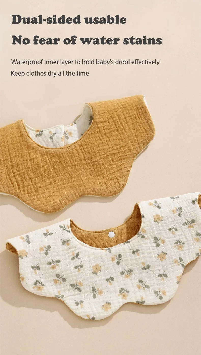 5-piece baby feeding bibs, made of pure cotton gauze, with cute patterns, soft and skin-friendly, double-sided use as drool rags